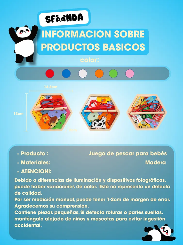 ROMPECABEZAS DE MADERA HEXAGONAL C/U 4
