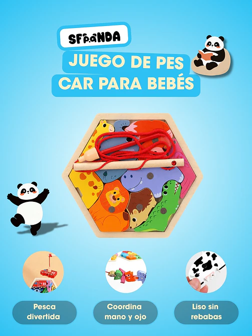 ROMPECABEZAS DE MADERA HEXAGONAL C/U 5