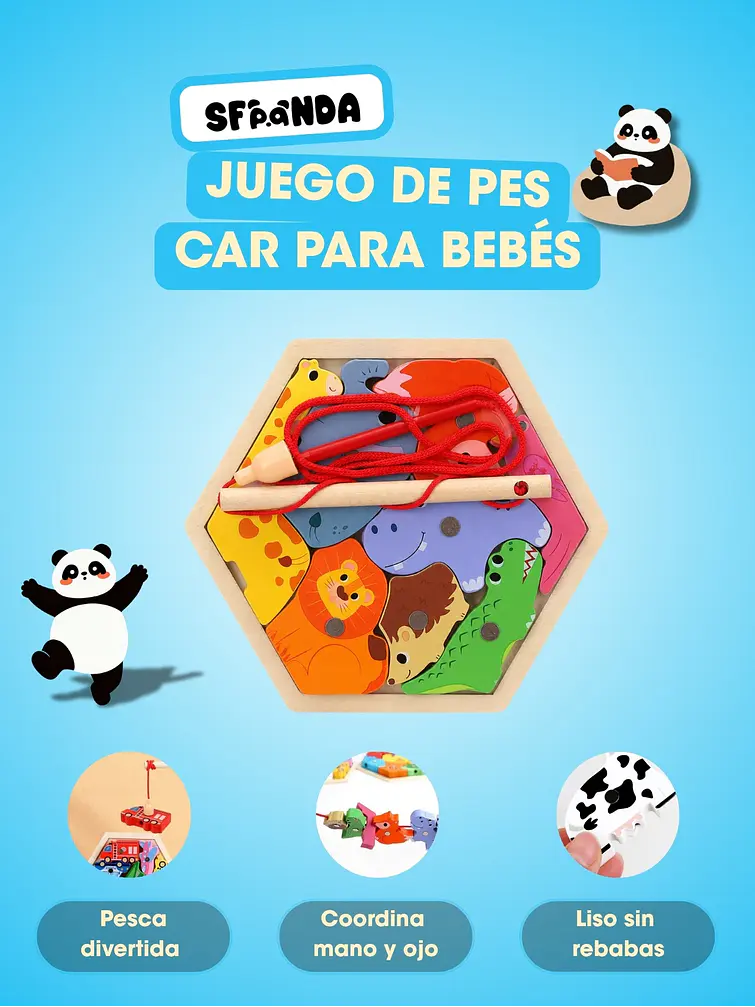 ROMPECABEZAS DE MADERA HEXAGONAL C/U 5