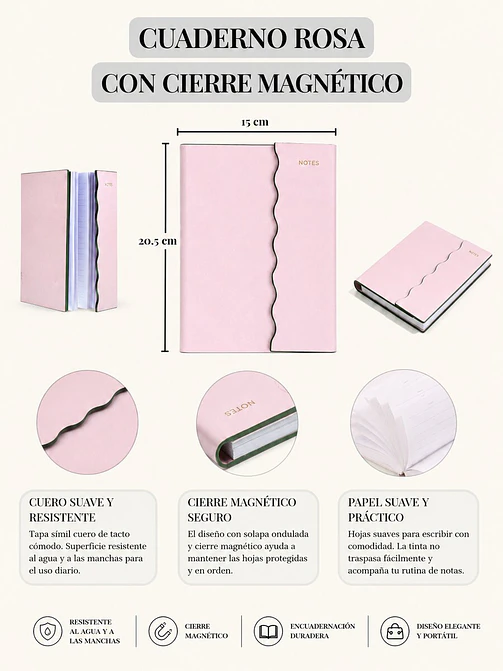 CUADERNO CON CIERRE MAGNÉTICO A5 C/U 6