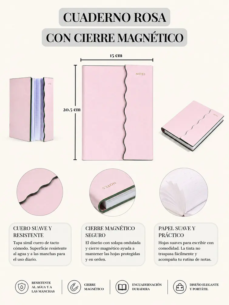 CUADERNO CON CIERRE MAGNÉTICO A5 C/U 6