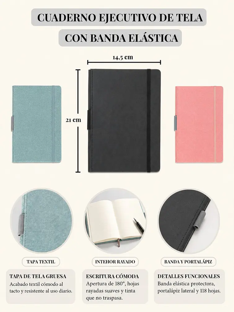 CUADERNO CON ELASTICO A5 C/U 6