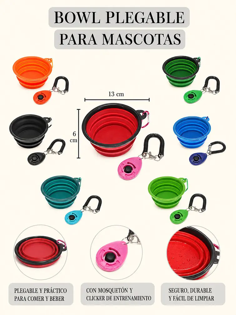 PLATO PLEGABLE PARA MASCOTAS C/U 6