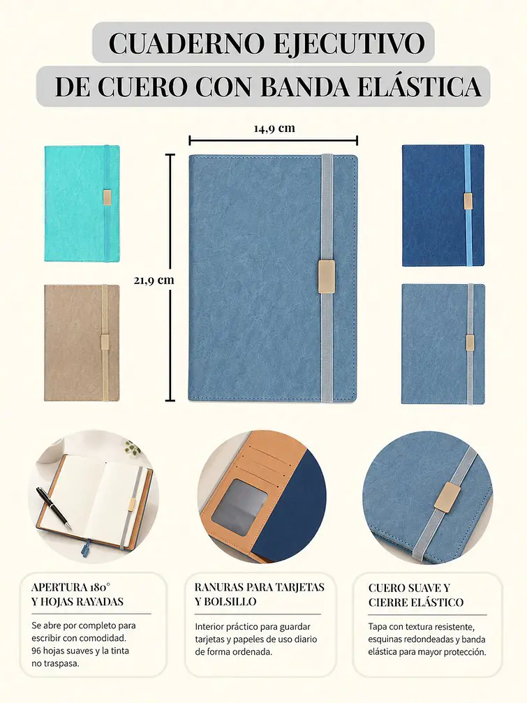 CUADERNO CON ELASTICO A5 C/U 6