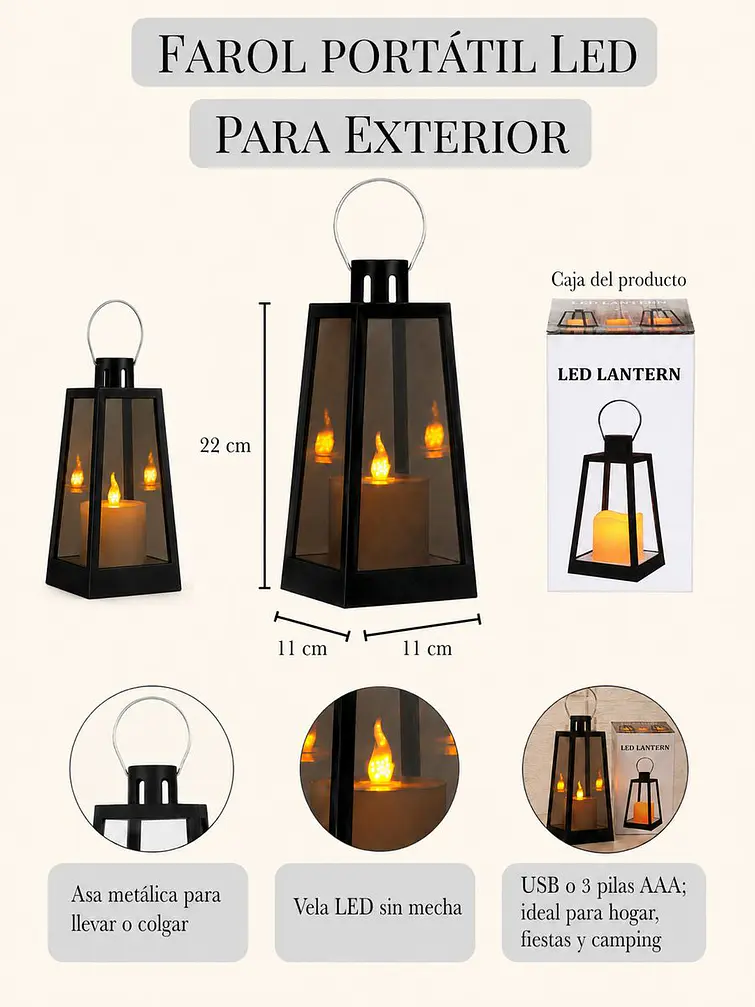 FAROL DECORATIVO LED C/U 6