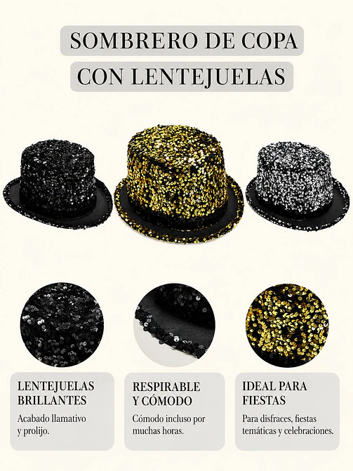 SOMBRERO DE LENTEJUELAS C/U 5