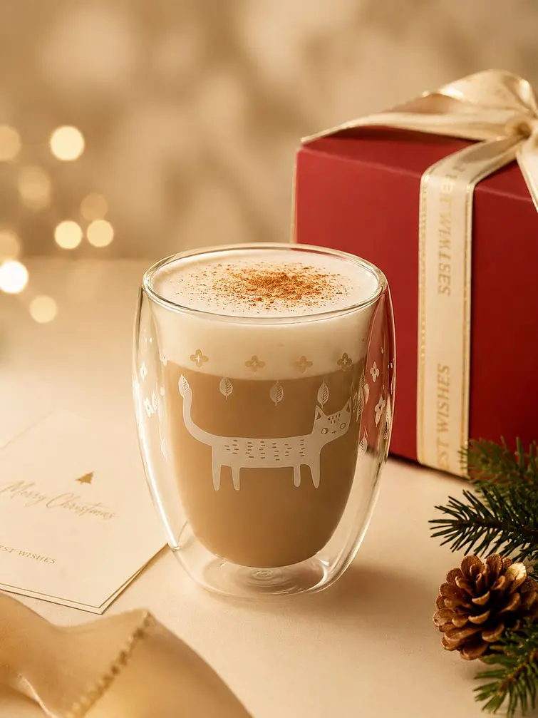 TAZA DOBLE VIDRIO 300 ML C/U 4