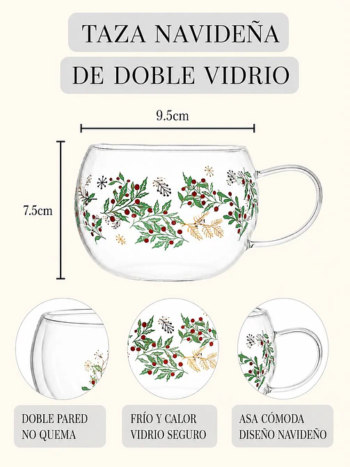 TAZA DOBLE VIDRIO C/U 5