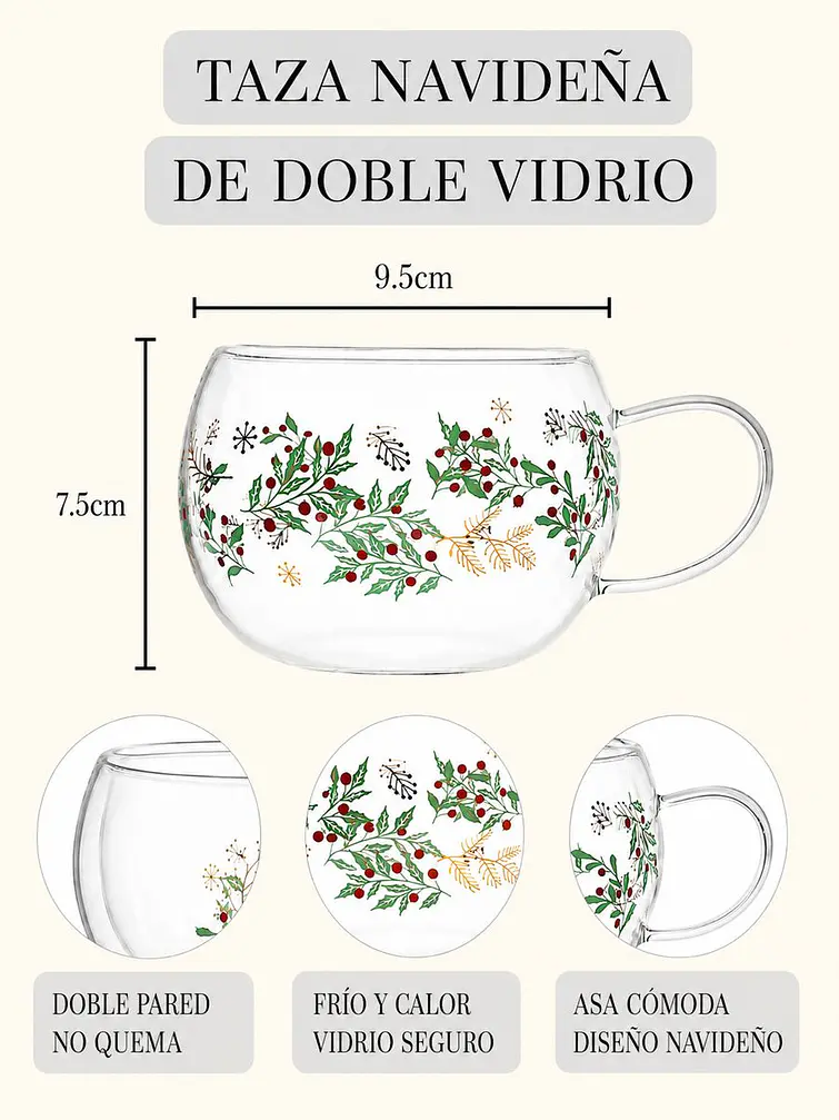 TAZA DOBLE VIDRIO C/U 5