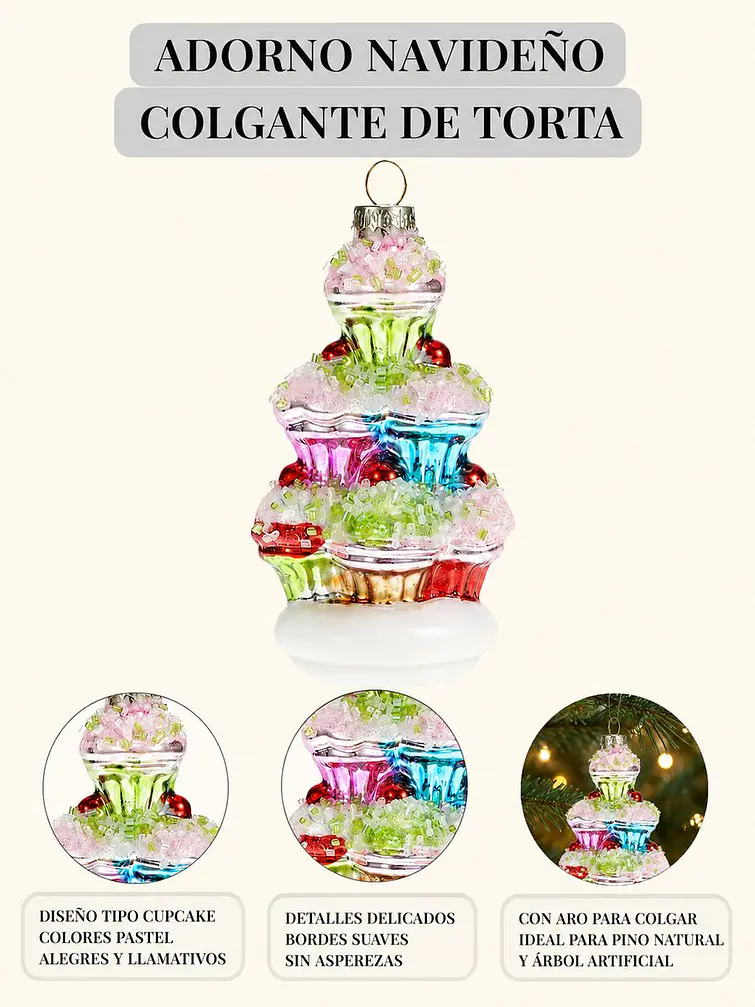 ADORNO NAVIDEÑO DE VIDRIO C/U 5