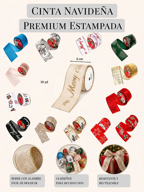 CINTA NAVIDEÑA DE POLIESTER C/U 7