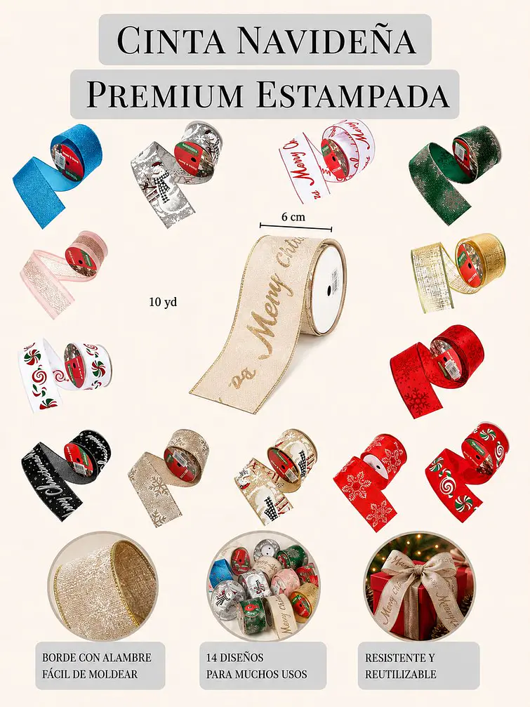 CINTA NAVIDEÑA DE POLIESTER C/U 7