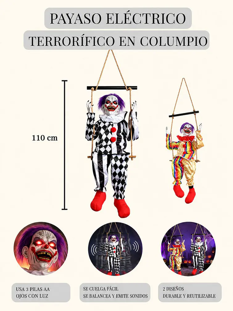 ADORNO DE HALLOWEEN PAYASO C/U 6