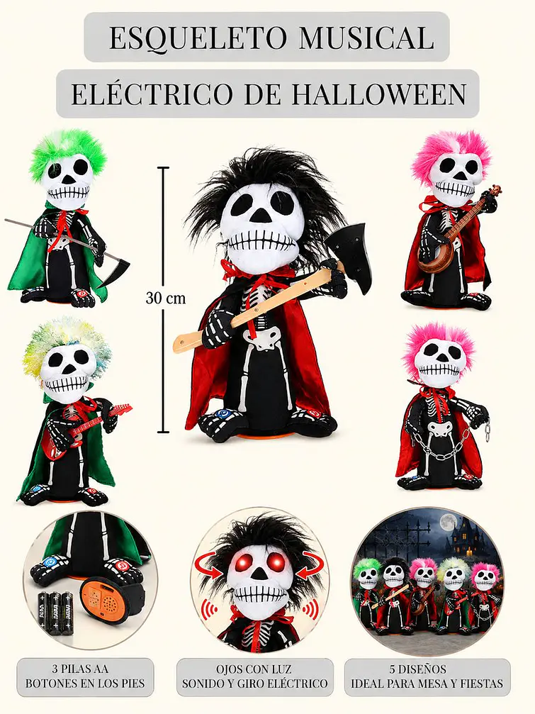 ADORNO DE HALLOWEEN ESQUELETO C/U 7