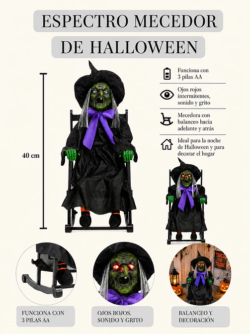 ADORNO DE HALLOWEEN BRUJA C/U 6