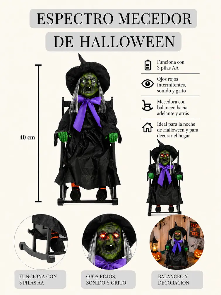 ADORNO DE HALLOWEEN BRUJA C/U 6