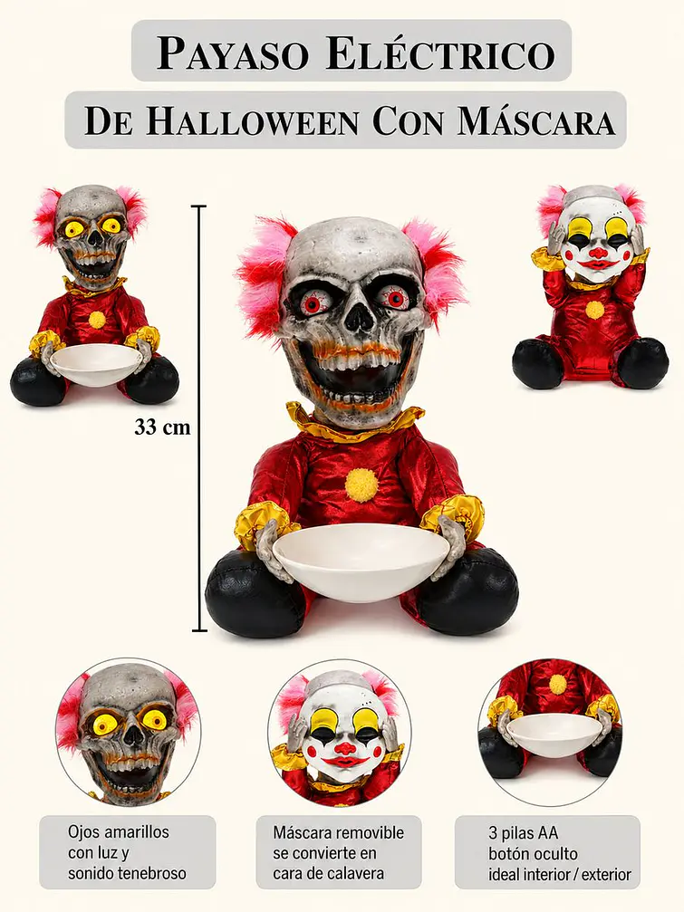 ADORNO DE HALLOWEEN PAYASO C/U 6