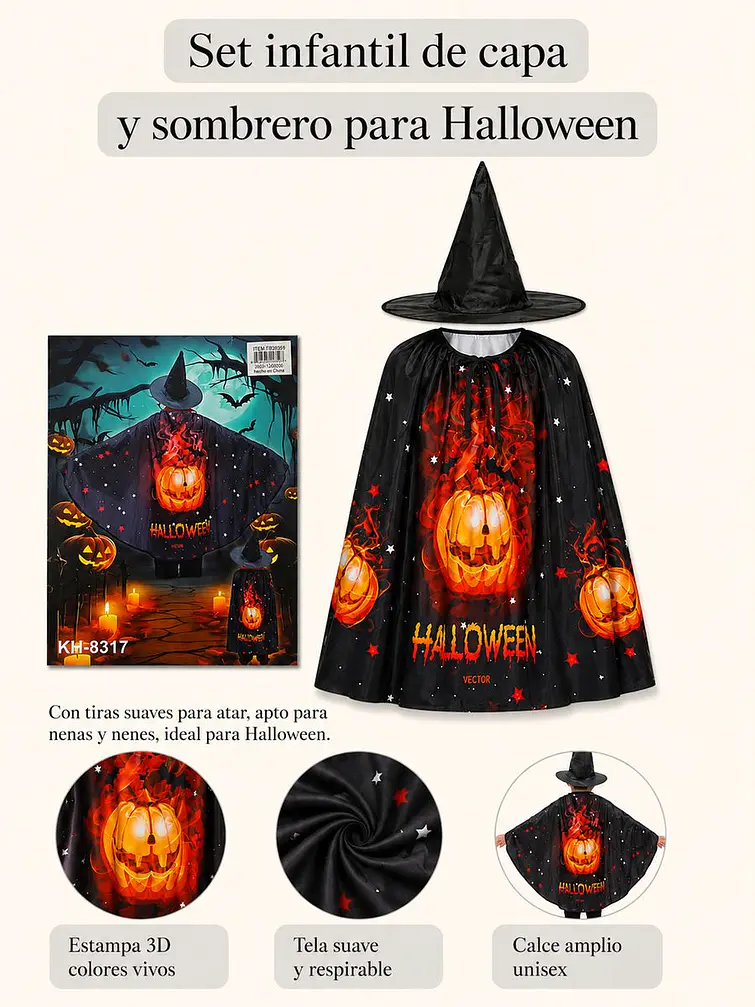 DISFRAZ DE BRUJA PARA NIÑOS C/U 6