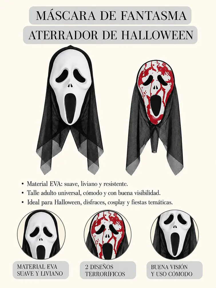 MASCARA HALLOWEEN C/U 5