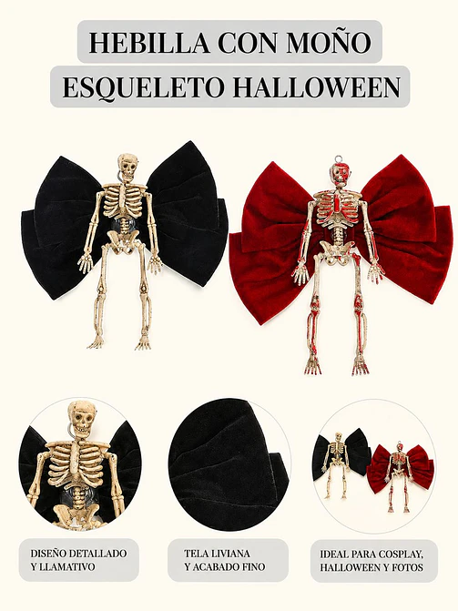 HEBILLA PARA PELO DE ESQUELETO C/U 5