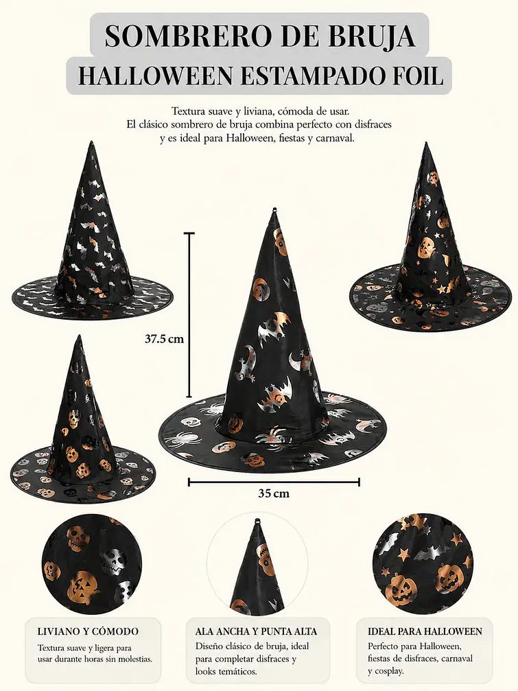 SOMBRERO DE BRUJA C/U 6