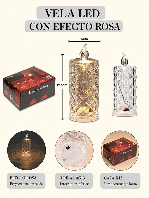 VELA LED CON PROYECCION C/U 6