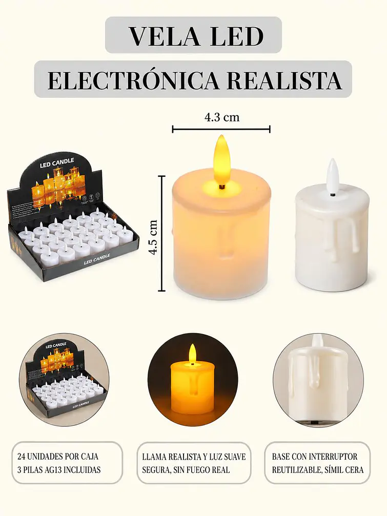 VELA LED DERRETIDA C/U 6