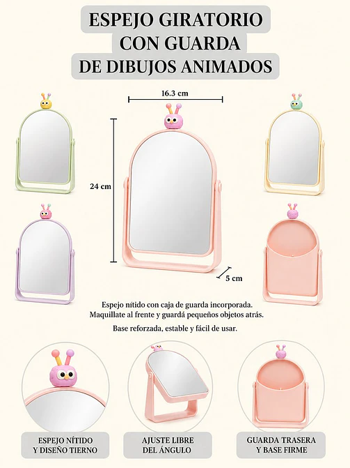 ESPEJO PLASTICO DE MESA C/U 6
