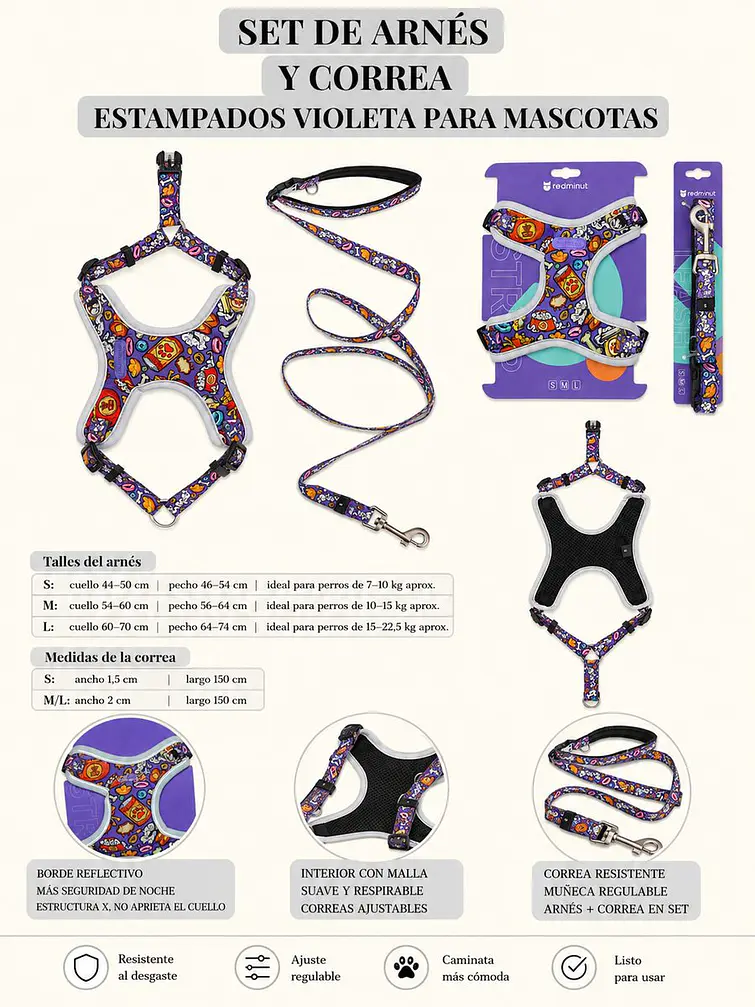 SET ARNES + CORREA PARA MASCOTA C/U 9