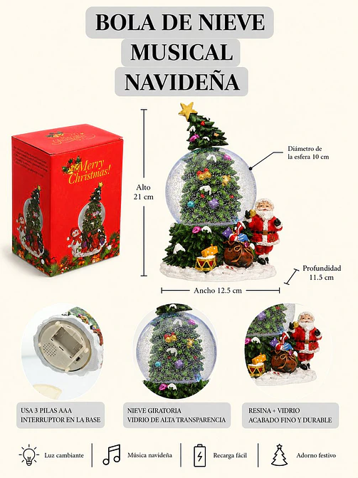BOLA DE CRISTAL NAVIDEÑA C/U 6