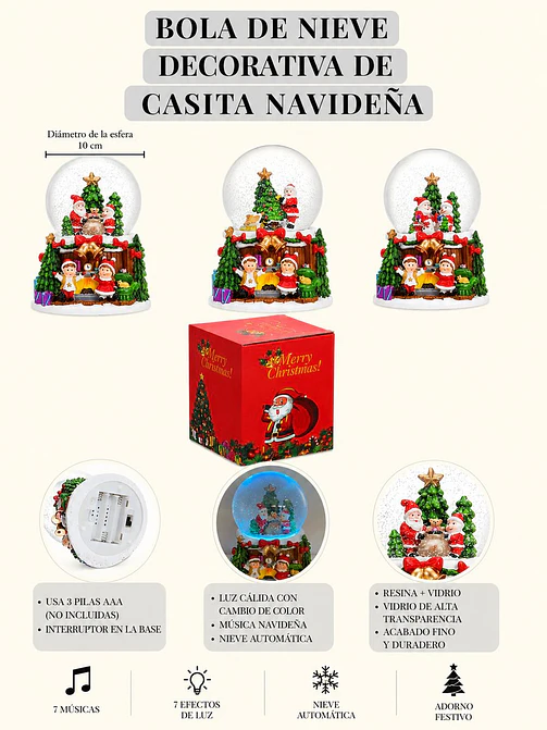BOLA DE CRISTAL NAVIDEÑA C/U 6