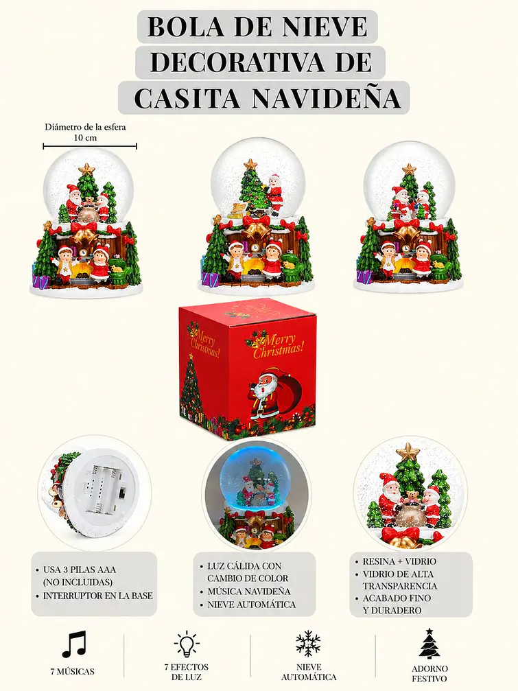 BOLA DE CRISTAL NAVIDEÑA C/U 6