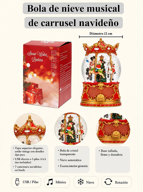 BOLA DE CRISTAL NAVIDEÑA C/U 6