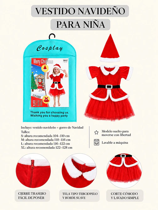 DISFRAZ NAVIDEÑO INFANTIL C/U 6