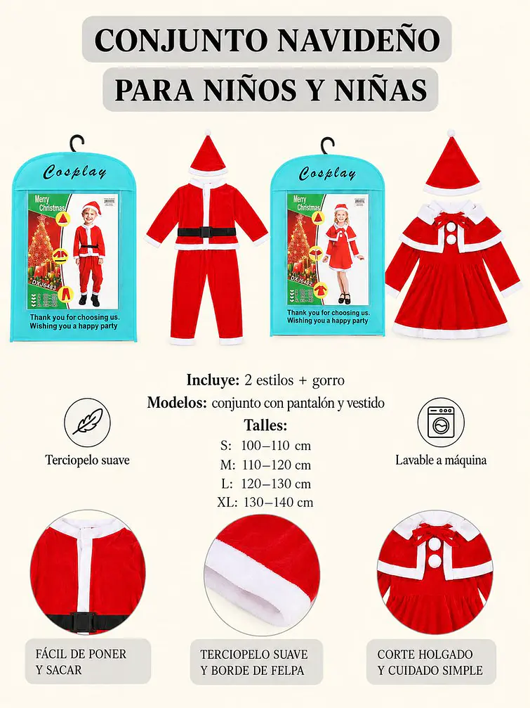 DISFRAZ NAVIDEÑO INFANTIL C/U 6