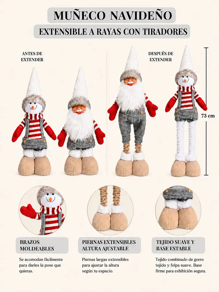 ADORNO DE NAVIDAD EXTENSIBLE C/U 6