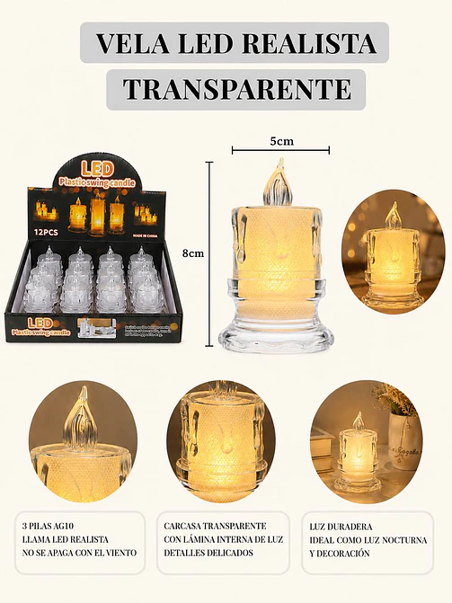 VELA LED DECORATIVA C/U 6