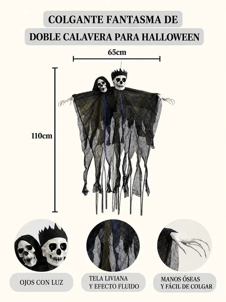 ADORNO DE HALLOWEEN DOS CALAVERAS C/U 7