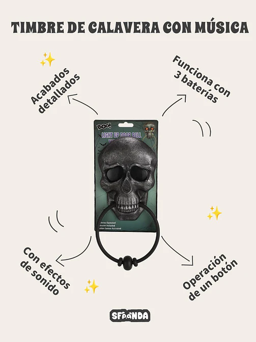 TIMBRE DECORATIVO DE CALAVERA C/U 5