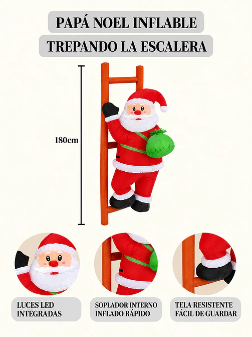 PAPA NOEL INFLABLE CON ESCALERA C/U 7