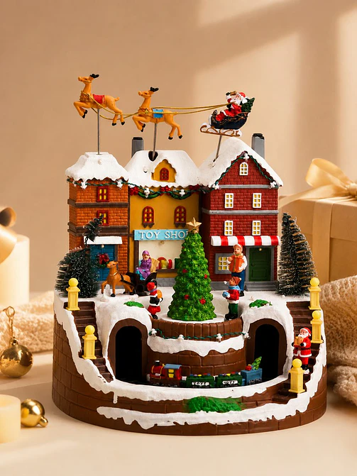 ADORNO NAVIDEÑO PUEBLO Y TREN C/U 1