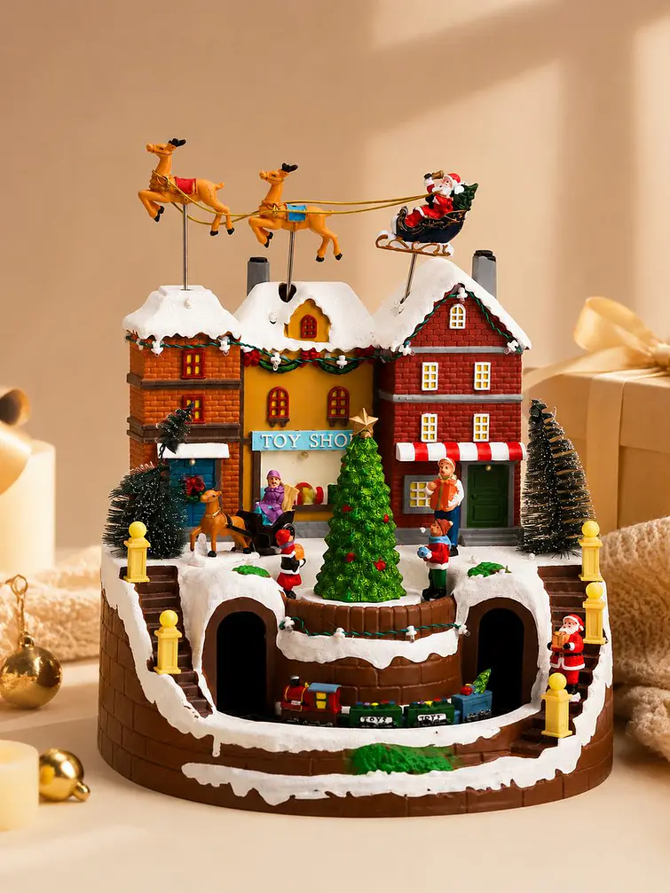 ADORNO NAVIDEÑO PUEBLO Y TREN C/U 1