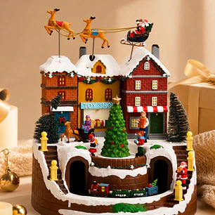 ADORNO NAVIDEÑO PUEBLO Y TREN C/U
