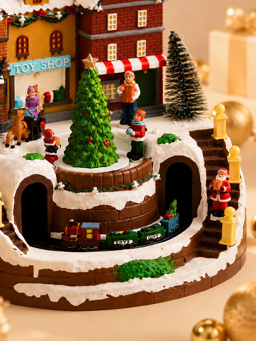 ADORNO NAVIDEÑO PUEBLO Y TREN C/U 3