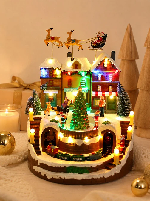 ADORNO NAVIDEÑO PUEBLO Y TREN C/U 4