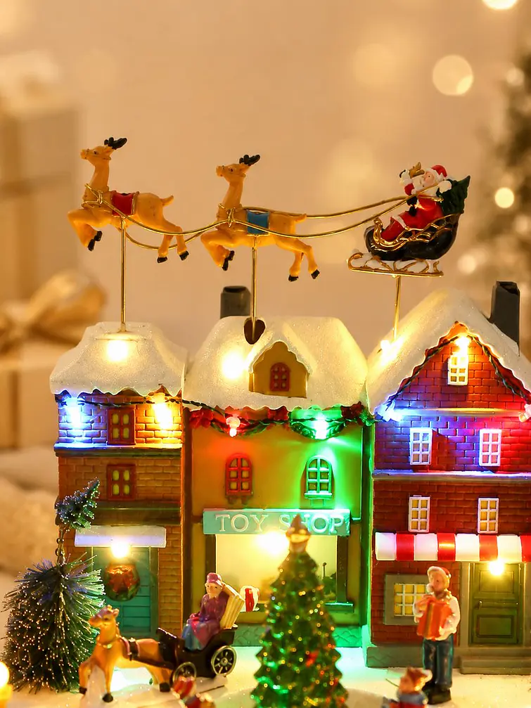 ADORNO NAVIDEÑO PUEBLO Y TREN C/U 5
