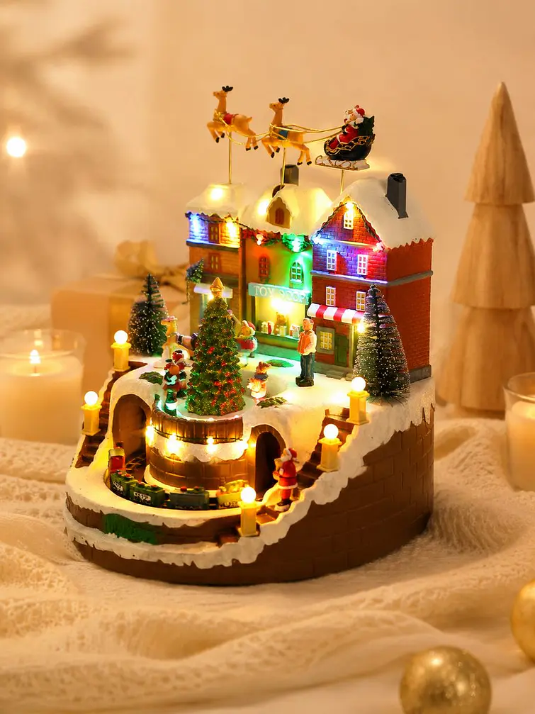 ADORNO NAVIDEÑO PUEBLO Y TREN C/U 7