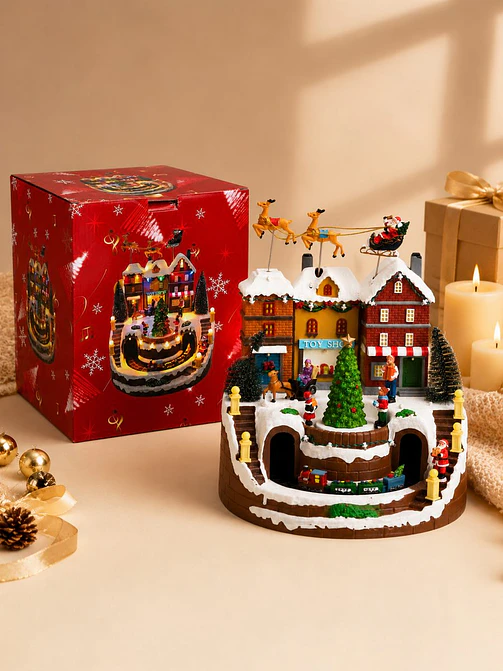 ADORNO NAVIDEÑO PUEBLO Y TREN C/U 8
