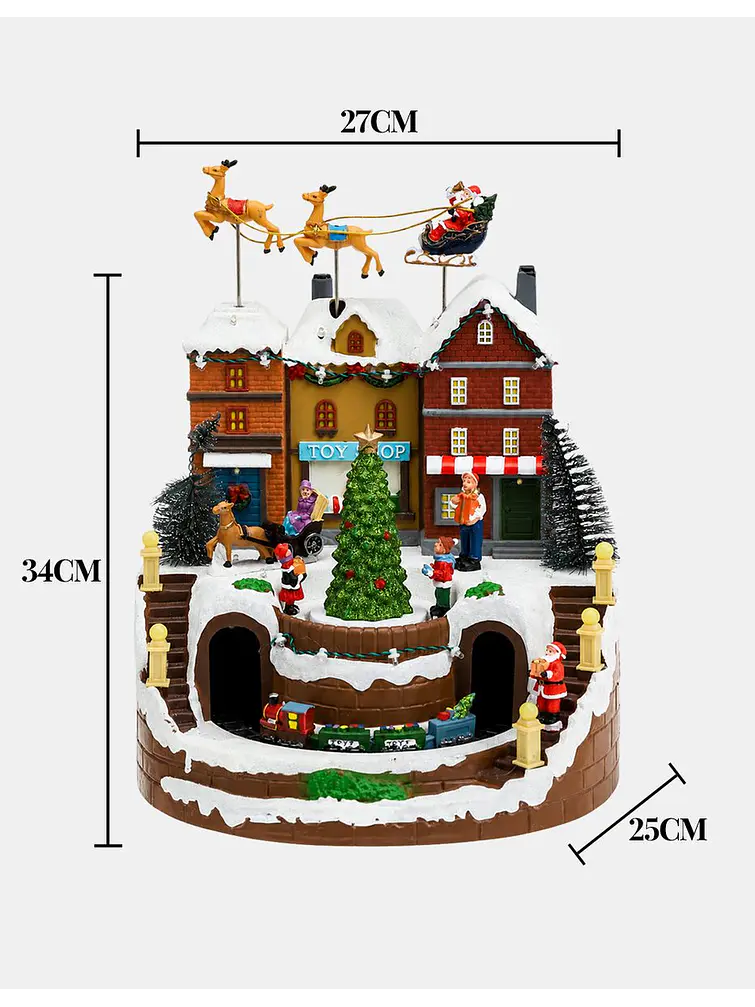 ADORNO NAVIDEÑO PUEBLO Y TREN C/U 9