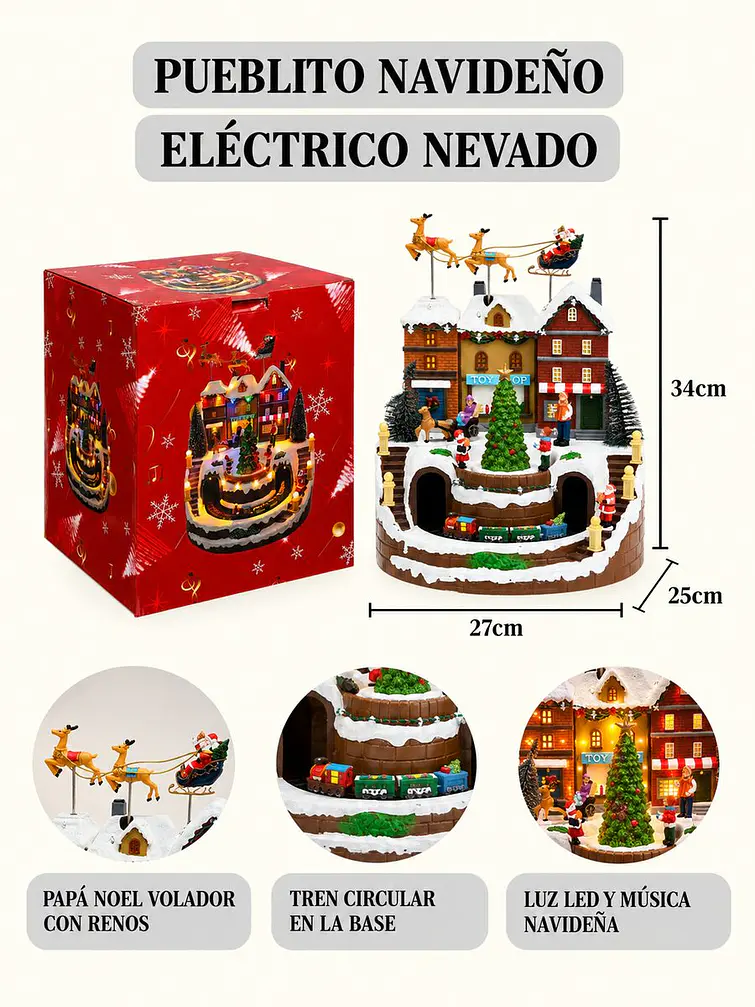 ADORNO NAVIDEÑO PUEBLO Y TREN C/U 10